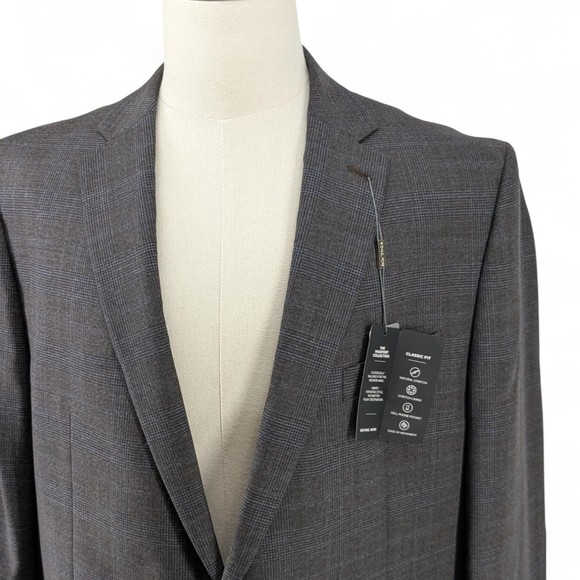 Michael Kors Men's Classic Fit Wool Blend Sport Coat Blazer Plaid 48L Brown Blue - Picture 1 of 8